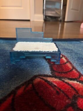 Transparent Blue Mini Platform Display with White Rug